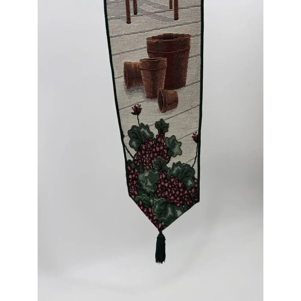 Woven Tapestry Wall Hanging Front Porch Serenade Bell Pull Floral Cottage 40 In